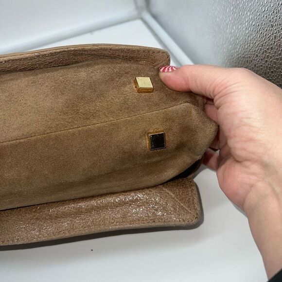 Vince Camuto Metallic Taupe Leather Multi Compartment Convertible Shoulder Bag - Picture 11 of 16